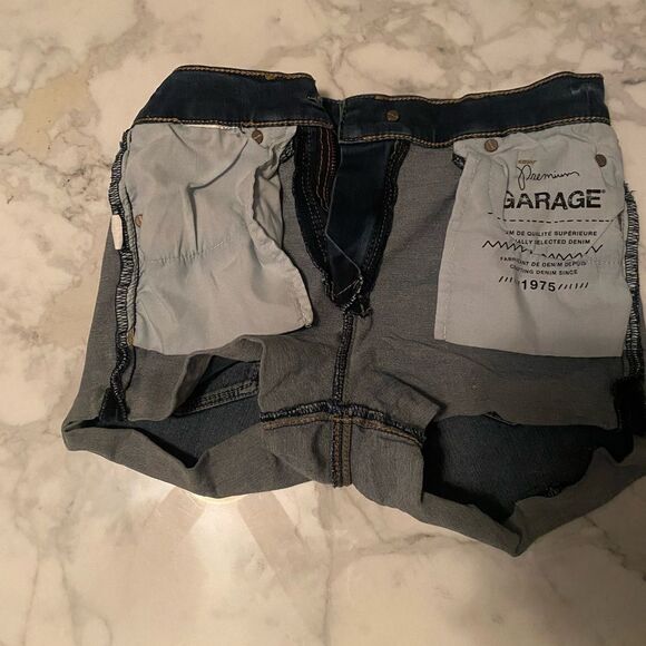 GARAGE Denim Shorts Retro High Waist rolled hem blue premium size 01 - Picture 6 of 10